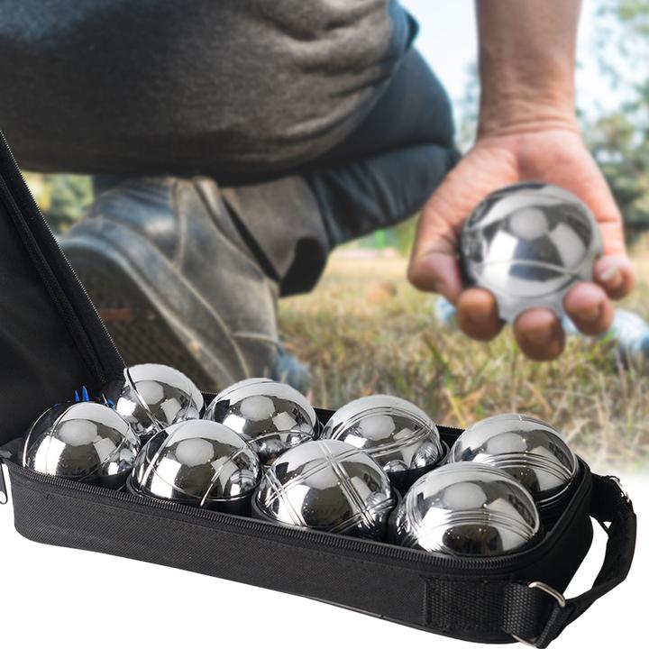 Produktbild Casativo Boule- & PÃ©tanque-Spiel mit 8 Metallkugeln, Holzkugel, Abstandsmesser, Tragetasche (8 x, 72 mm)