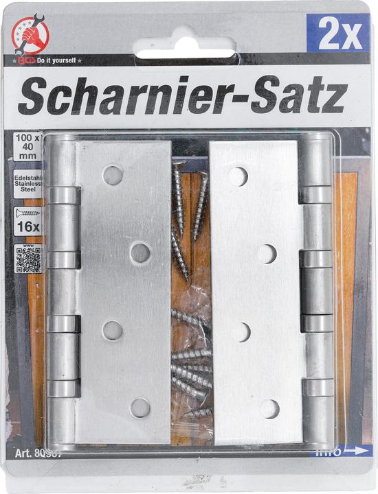 Actual product image BGS Hinge Set Stainless Steel 100 x 40 mm 2 pcs.