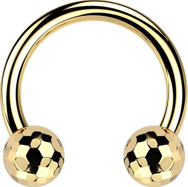 Star Piercing Micro Threadless Circular Barbell vergoldet mit zwei Discokugeln vergoldet (Chirurgenstahl 316L, ohne Messing)