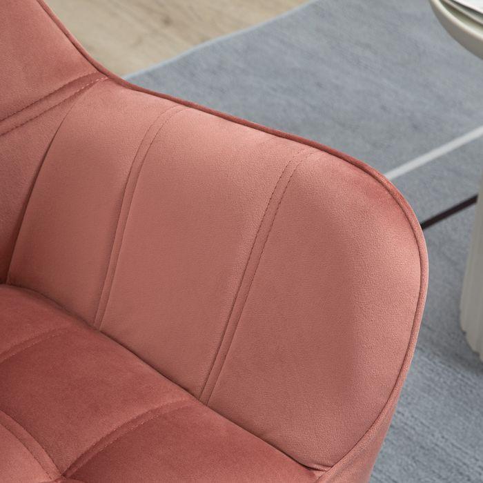 Image du produit Swisshandel24 Fauteuil simple Fauteuil relax aspect velours, pieds surélevés Fauteuil scandinave rembourré, rose