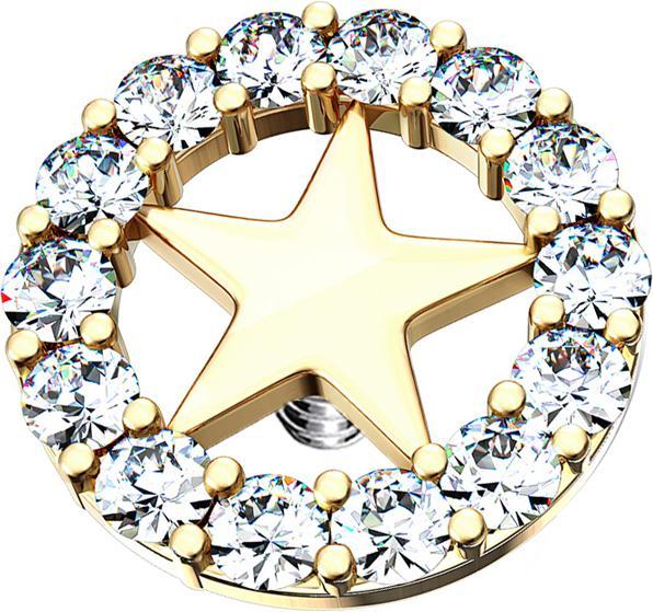 Immagine prodotto Star Piercing Ancora dermica in argento placcata oro 14k con cerchio a stella (Acciaio chirurgico 316L, Ottone)