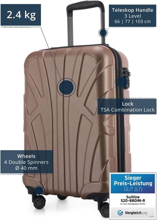 Immagine prodotto Suitline Handgepäck Hartschalen-Koffer (34 l, Bagaglio a mano (fino a 50 litri))