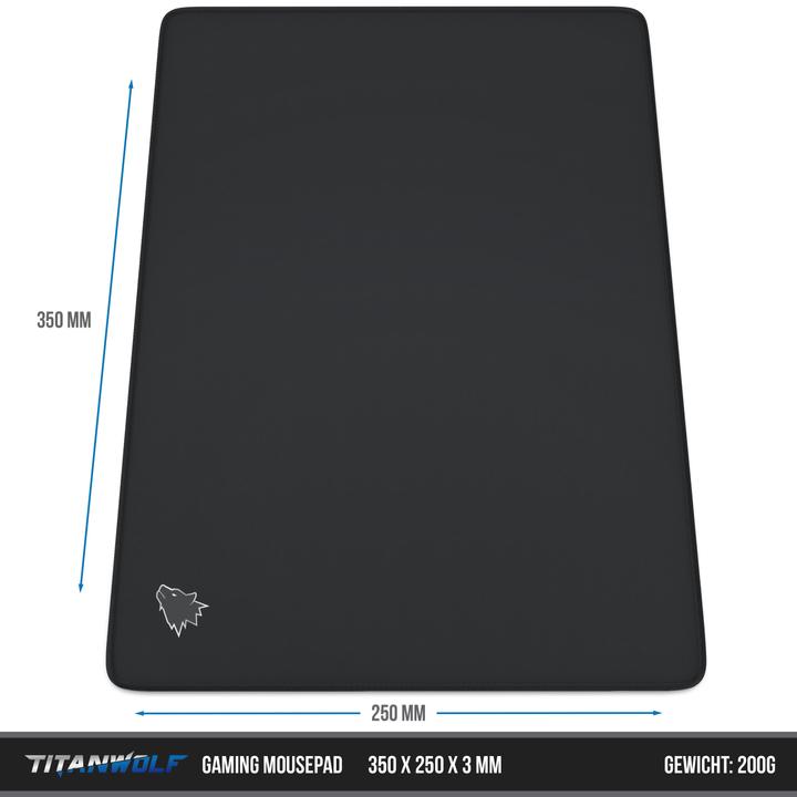 Image du produit Titanwolf Tapis de souris de jeu, tapis de souris Speed Gaming 250 x 350mm avec dos caoutchouté, petit motif (L)