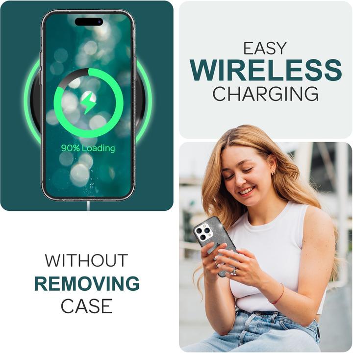 Actual product image Nalia Clear glitter silicone cover (Apple iPhone 15 Pro)