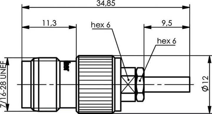 Produktbild Telegärtner TNC-Kabelbuchse Crimp G03 50 Ohm, crimp/crimp, A2913, G03 (RG-178 B/U)