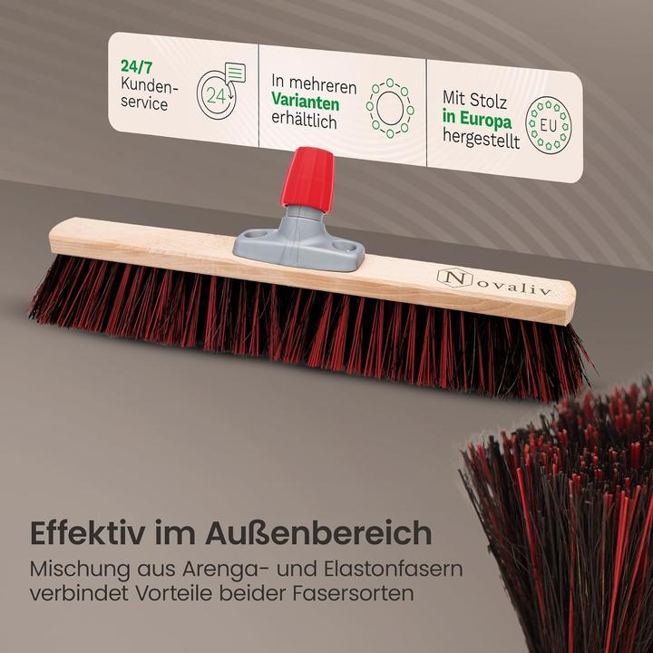 Produktbild Novaliv Kehrgarnitur I Kehrbesen Arenga-Elaston 50 cm Hofbesen I Strassenbesen Industriebesen Gartenbesen (1 Stk.)
