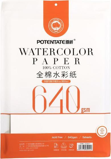 Image du produit Potentate Papier aquarelle paquet de 5 (640 g/m², 5 x)