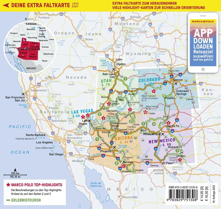 Immagine prodotto Reiseführer USA Südwest, Las Vegas, Colorado, New Mexico, Arizona, Utah (Tedesco, Carlo Teuschl, 2022)