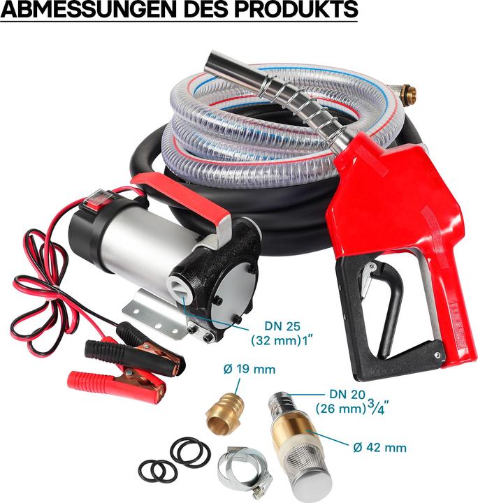 Produktbild Wiltec Bio Dieselpumpe 12V 150W 40l/min Heizölpumpe selbstansaugend Zapfpistole