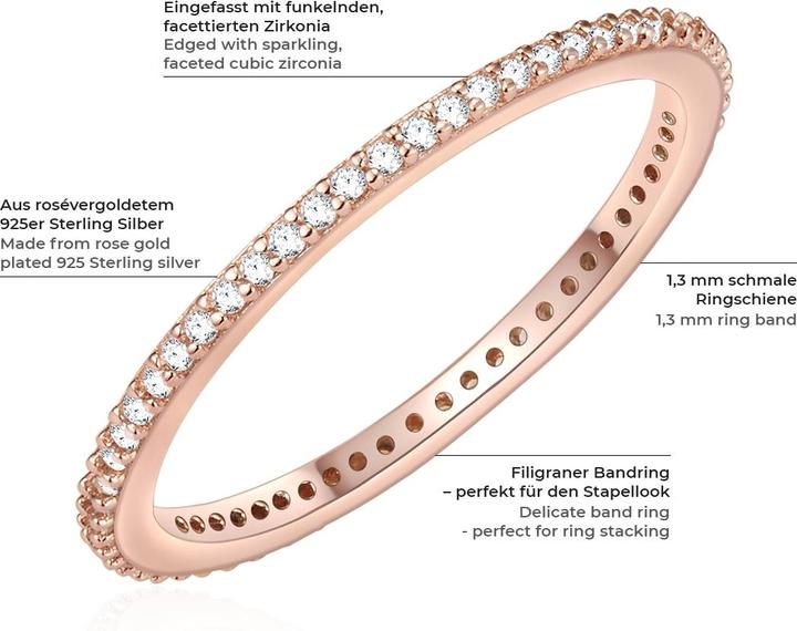 Actual product image Glanzstücke München Ladies Sterling Silver Zirconia Rose Gold - 6098 (52, 925 Silver)