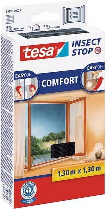 Actual product image tesa 2x COMFORT insect screen for windows, with Velcro tape, self-adhesive, without drilling (130 x 130 cm)