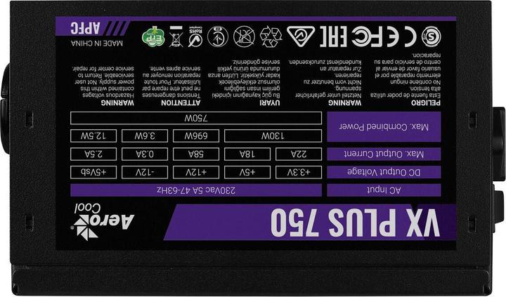 Productafbeelding AeroCool VX PLUS 750 - strømforsynin (750 W)