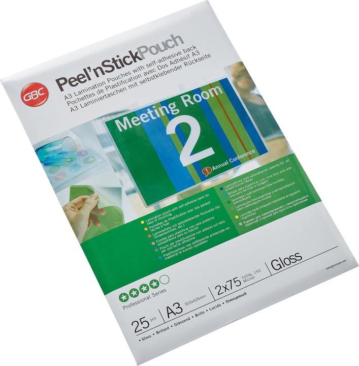 GBC PEEL'N STICK POUCH - glossy (A3, 25 Piece, 75 µm)