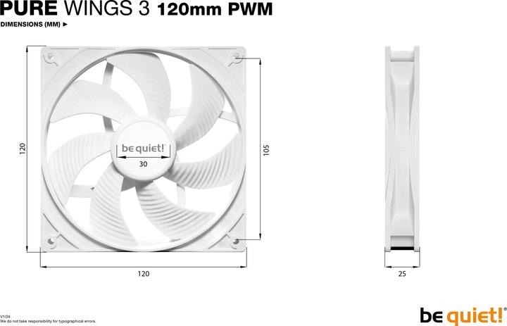 Immagine prodotto be quiet! Pure Wings 3 PWM wh 120x120x25 (120 mm, 1 x)