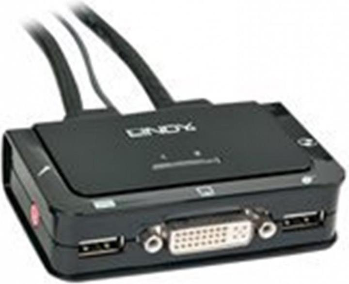 Actual product image Lindy DVI KVM Switch 2 Port USB 2.0 Audio Compact USB 2.0 Audio/Microphone