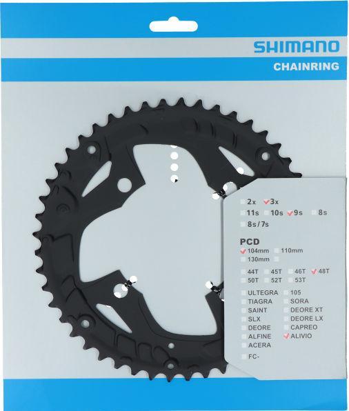 Actual product image Shimano Chainring ALIVIO FC-T4060 48 T for trouser guard black (48)