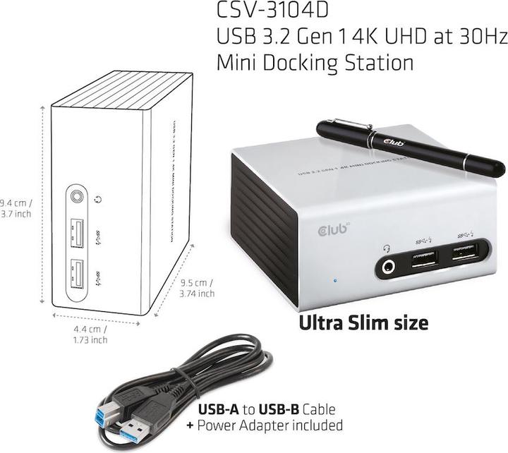 Image du produit Club 3D Csv-3104d (USB-B, 9 Ports)