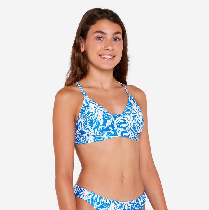 Image du produit Olaian Haut de maillot de bain surf Fille - Lizy cobe bleu et blanc (10, 11, 12)