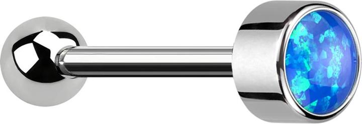 Star Piercing Micro Barbell Threadless silber mit Kugel und Zylinder Opal blau (Titan G23, ohne Messing)