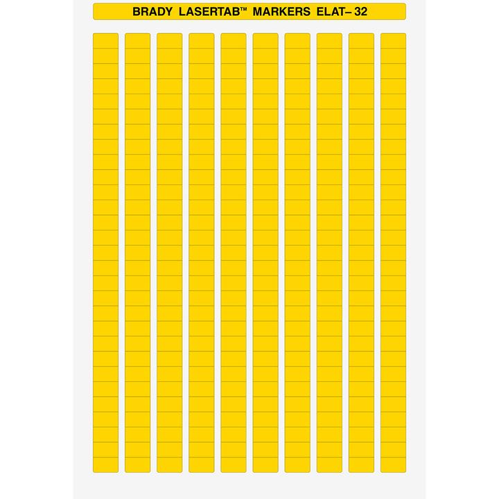 Actual product image Brady ELAT-32-747YL-10, polyester, yellow, 15 x 9 mm, permanently adhesive, DIN A4, 10-panel (10.150 E