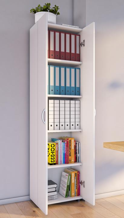 Actual product image VCM Office Cabinet Books Folders Filing Cabinet Office Furniture Cabinet Ulas 5-Fold Hinged Doors (49 x 34 x 178 cm)
