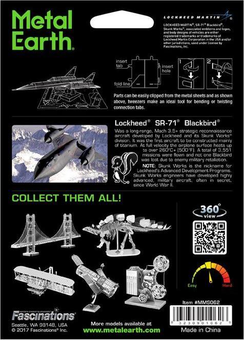 Image du produit Metal Earth Lockheed Martin® SR-71® Blackbird® (oiseau noir)