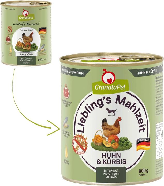 Actual product image Granatapet Liebling's Mahlzeit Huhn und Kürbis (Adult, 1 pcs., 800 g)