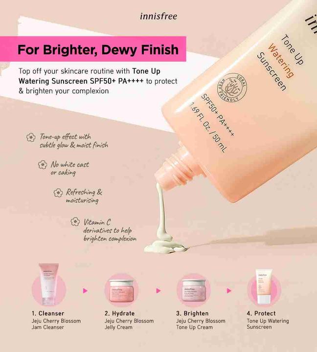 Actual product image Innisfree Tone Up Watering Sunscreen SPF 50 (Suntan cream, SPF 50+, 50 ml)