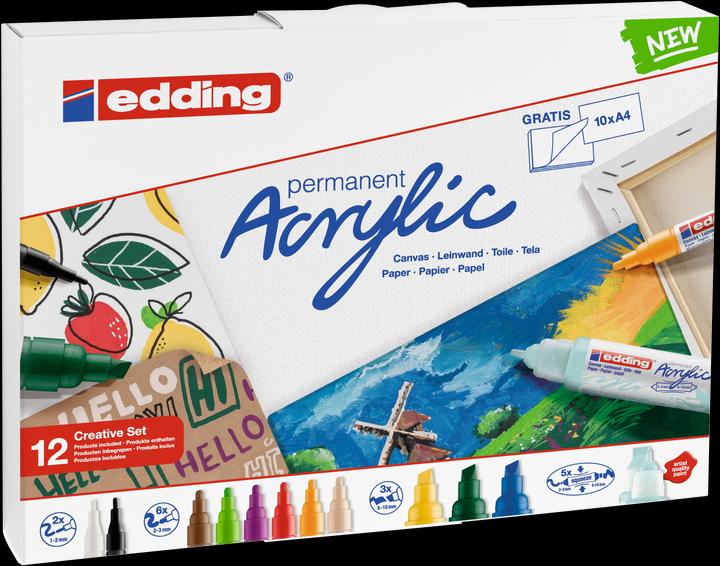 Produktbild Edding Acrylmarker Starter Set 12-teilig (Mehrfarbig, 10 mm, 12 x)