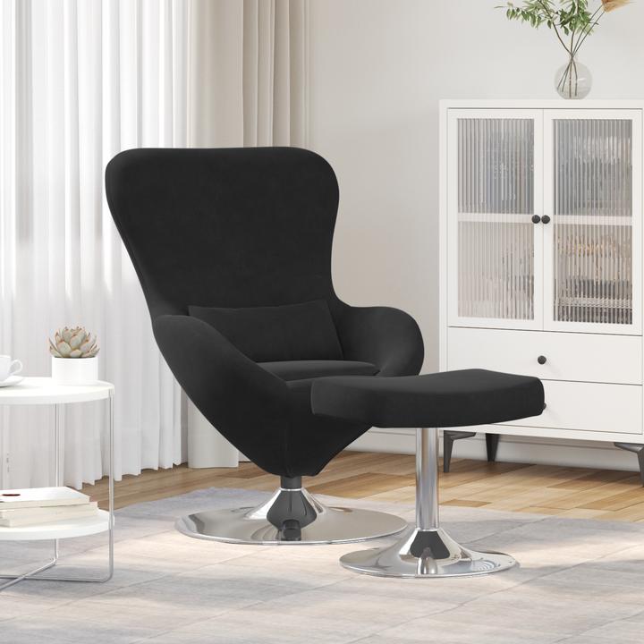 Image du produit VidaXL Chaise oeuf avec repose-pieds en velours noir