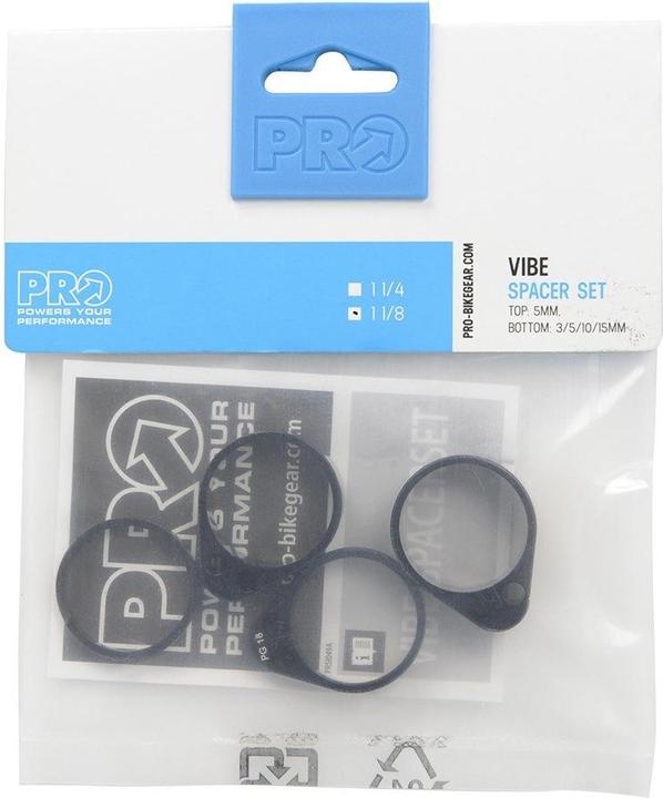 Actual product image PRO Vibe spacer set 1 1/8" top 5mm bottom 3,5,10,15mm (203.20 mm)