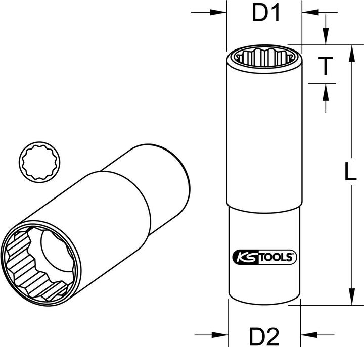 Actual product image KS Tools 1/2" socket long (15/16")
