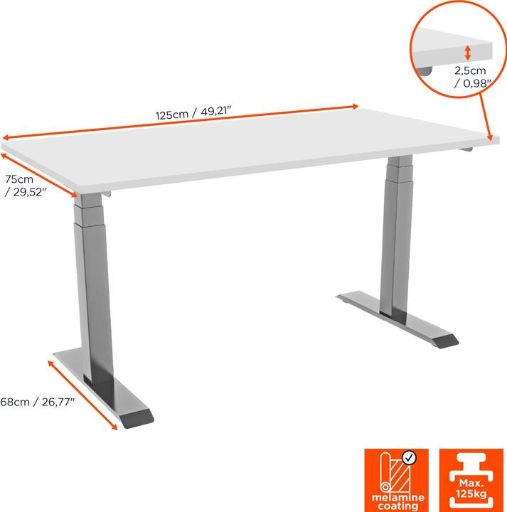 Image du produit Celexon Bureau à hauteur réglable électriquement Professional eAdjust-58123 - gris, plan de travail inclus