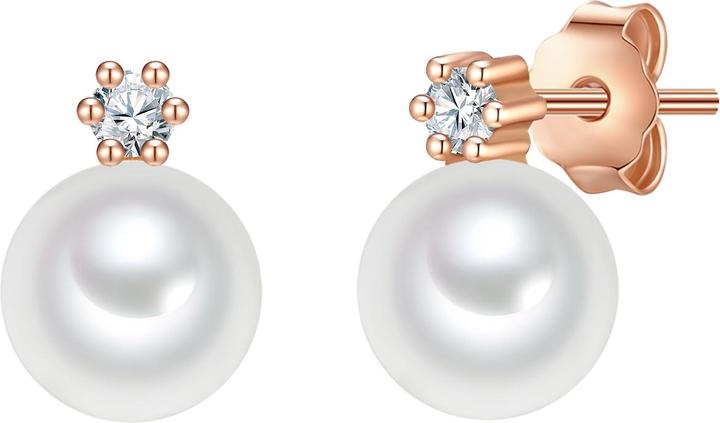 Valero Pearls Damen Sterling Silber Zirkonia Süsswasser-Zuchtperle roségold - 32368 (Sterling Silber)