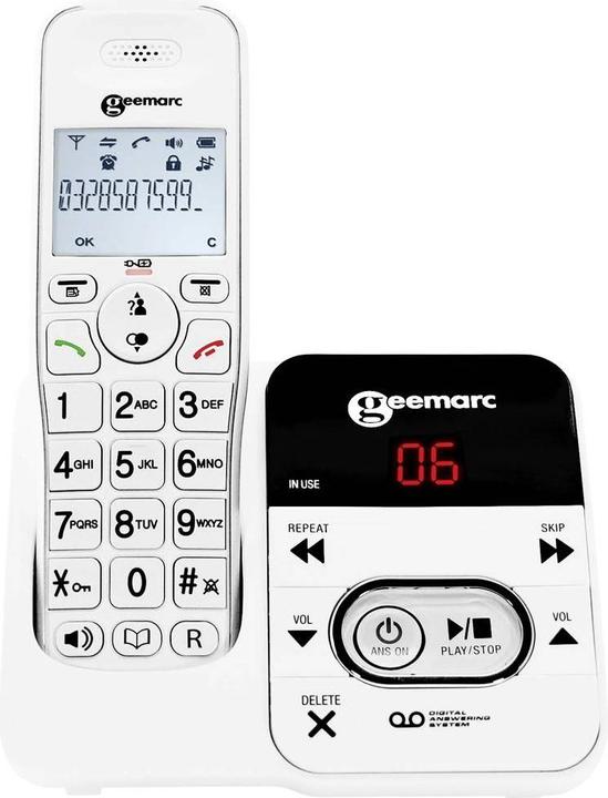 Image du produit Geemarc AMPLIDECT 295 Téléphone sans fil pour seniors Répondeur Écran rétro-éclairé Blanc