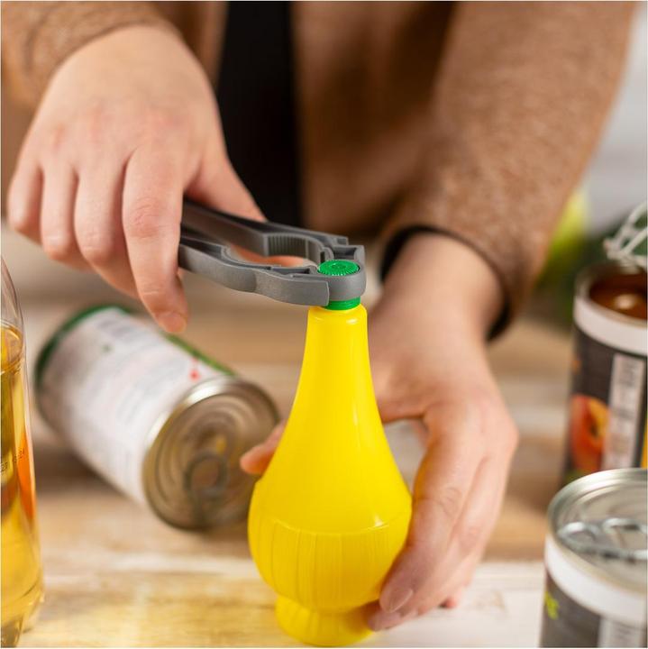 Immagine prodotto Kuhn Rikon Apriscatole svizzero 5 in 1 grigio (Apribottiglie con coperchio in plastica)