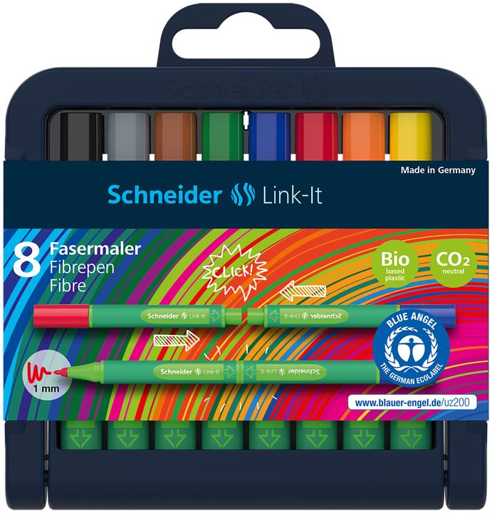 Schneider Feutres de coloriage - Link-It - étui de 8 pièces (Multicolore, 8 x)