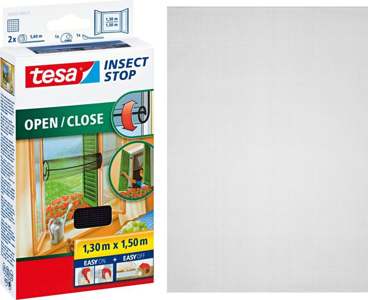 Produktbild tesa Insektenschutz COMFORT für Fenster, mit Klettband, selbstklebend, ohne Bohren (130 x 150 cm)