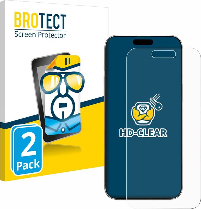 Productafbeelding BROTECT Schermbeschermer Schermbeschermfolie Helder Transparant (2 Stuk, Apple iPhone 16)