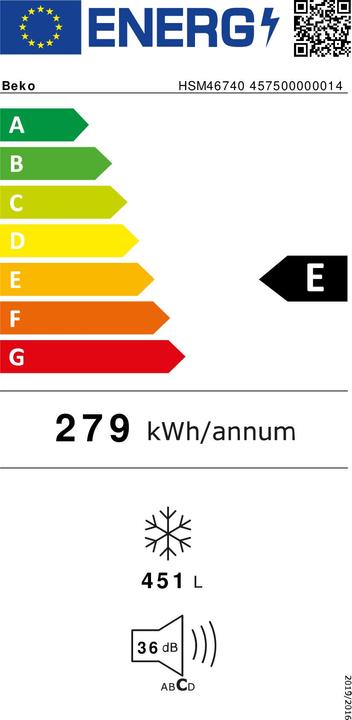 Energie-Label Beko HSM46740 (Freistehend, 451 l)