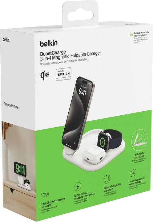 Image du produit Belkin Station de charge BoostCharge 3-en-1 Qi2 (15 W)