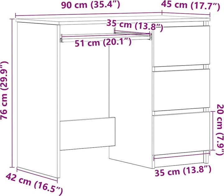 Actual product image VidaXL Ilke (90 x 45 x 76 cm)