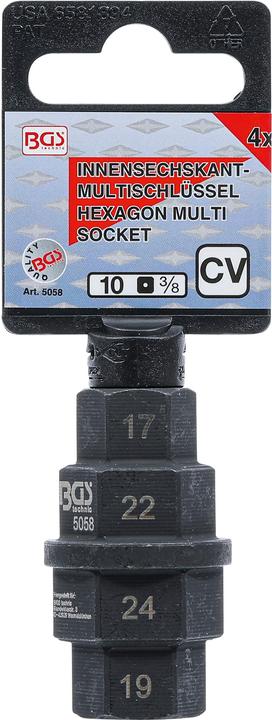 Image du produit BGS Douille spéciales moto 10 mm (3/8") 17 - 19 - 22 - 24 mm