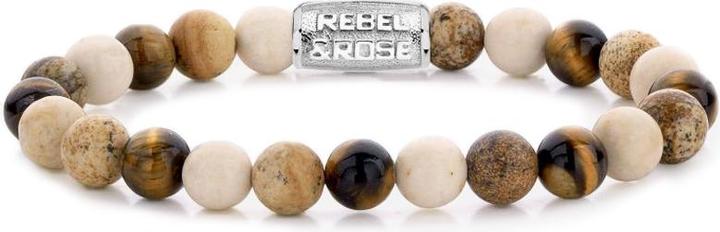 Immagine prodotto Rebel & Rose Bracciale Autumn Love RR-80063-S-L+ Unisex (19.50 cm, Occhio di tigre, Acciaio inossidabile, Fossile)
