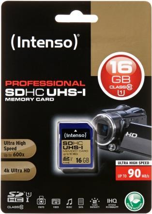 Actual product image Intenso SDHC card (16 GB, SDHC, U3, UHS-I)