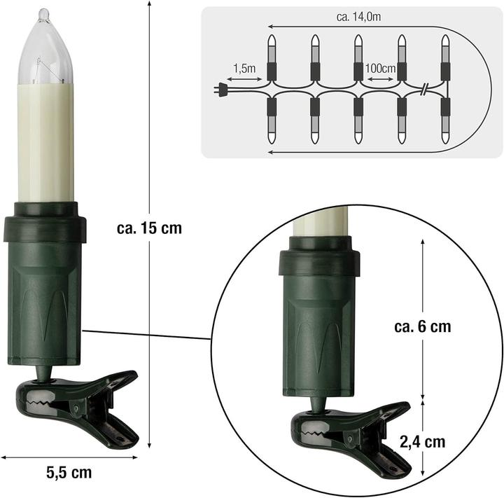 Produktbild Hellum 530926 Schaftkerzenkette CAK aussen 15tlg.E14/4W (14 m)