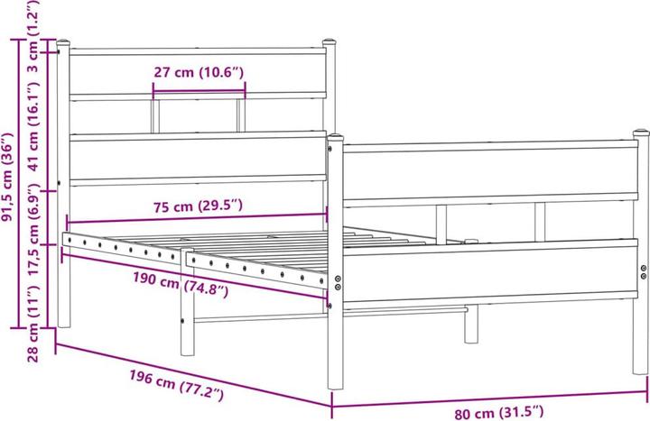 Produktbild VidaXL Metallbett Bett Bettgestell Lattenrost Doppelbett ohne Matratze 160x200cm (160 x 200 cm)