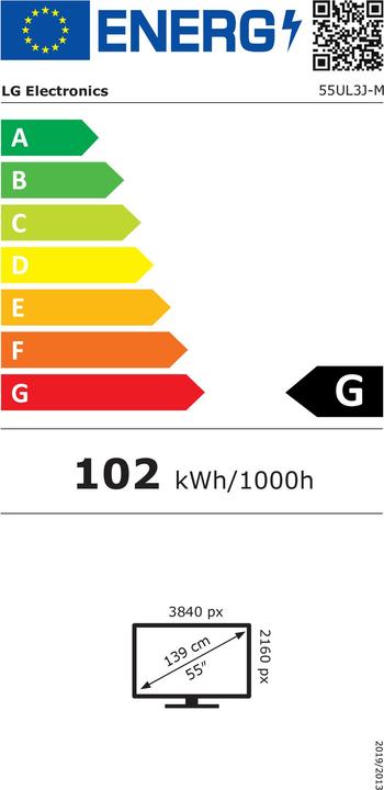 Label énergétique LG Écran Prof. 55UL3J-M (3840 x 2160 pixels, 55")