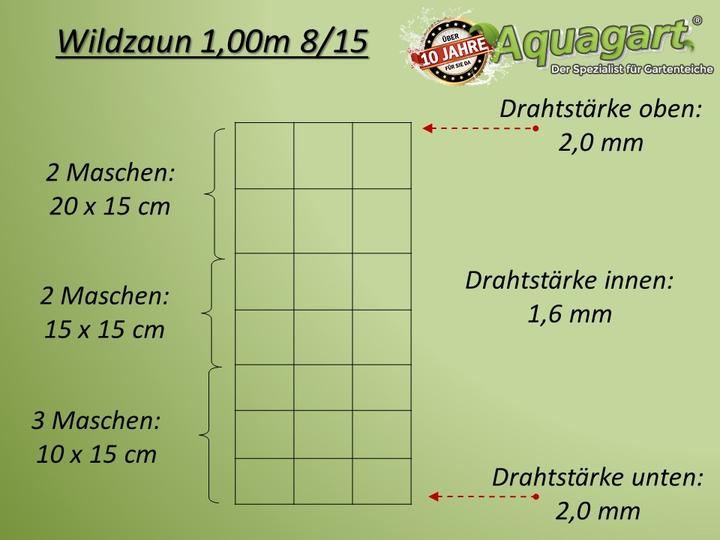 Image du produit Aquagart 50m Wildzaun Forstzaun Knotengeflecht Weidezaun Drahtzaun 100/8/15L