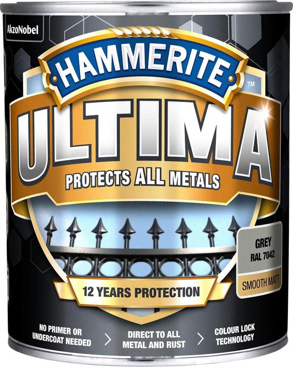 Actual product image Hammerite Paint Ultima Matt Grey 0.7l